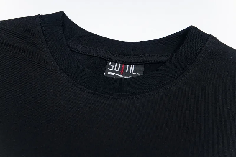 100💰 S07# Mechao SAINT white ink direct-injection pure cotton 260g loose short-sleeved T-shirt 27 black, green S-XL